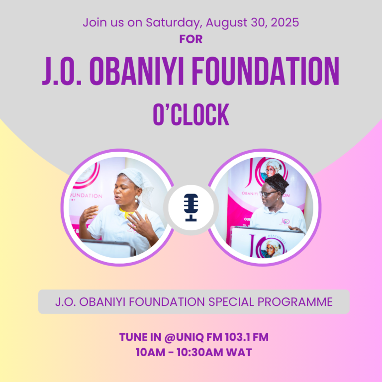 It’s almost time for J.O. Obaniyi Foundation O’Clock!